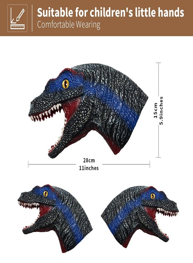 Yolococa Dinosaur Hand Puppets Realistic Latex Soft Animal Head Toys Set, Hand Puppet Toys Gift for Kids, Party Show Imaginative Play (Tyrannosaurus & Triceratops & Velociraptors) - Image 5